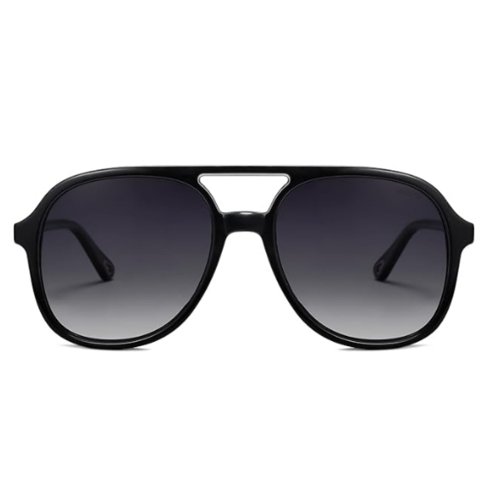Polarized Aviator Sunglasses Classic 70s Vintage Square Black - Picture 5 of 5